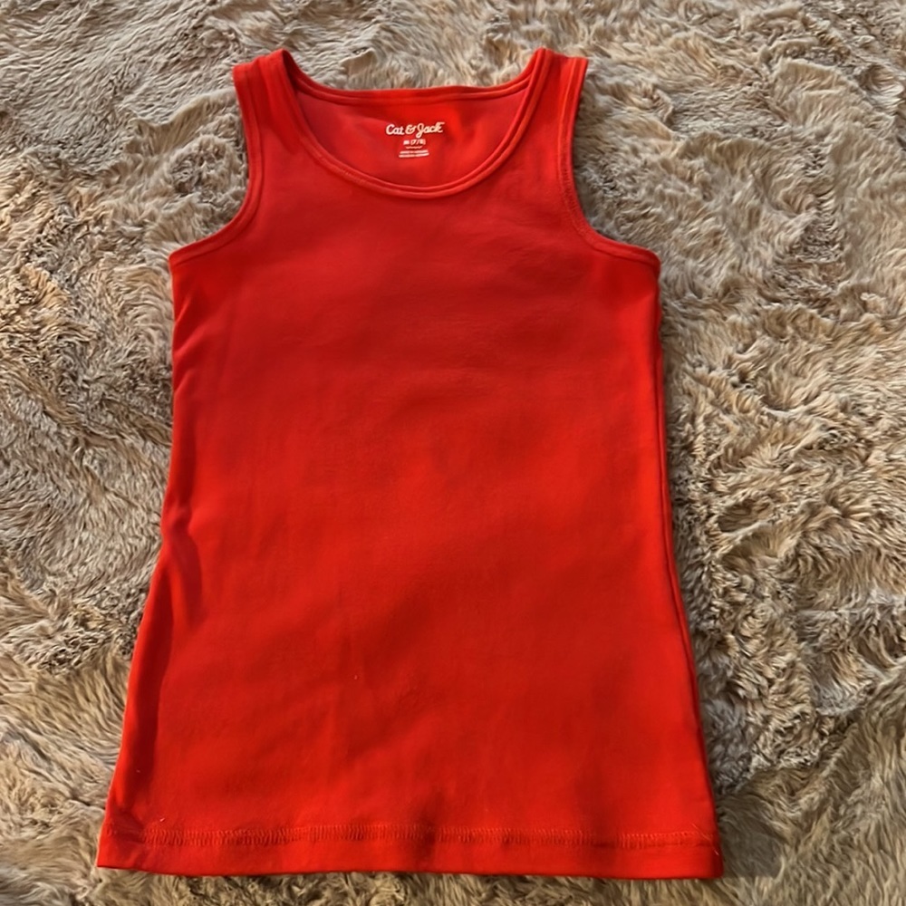 Cat & Jack red sleeveless tank top Medium (7/8) girls shirt - Picture 2 of 6